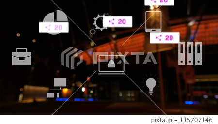 Image of data processing over cityscape 115707146