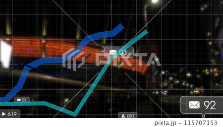 Image of data processing over cityscape Image of data processing over cityscape 115707153