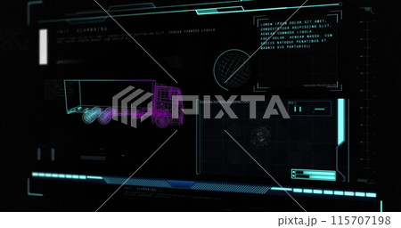 Image of 3d car drawing with scope scanning and data processing 115707198