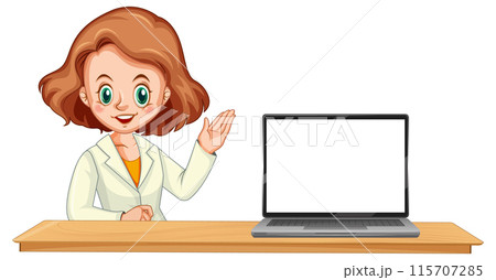 Woman Presenting with Laptop Woman Presenting with Laptop 115707285