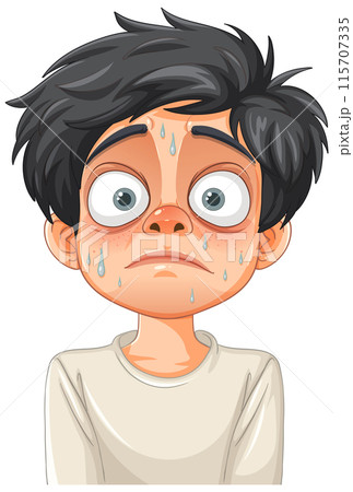 Sweating Anxious Boy Illustration Sweating Anxious Boy Illustration 115707335