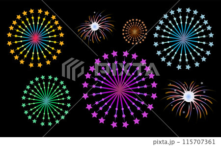 Colorful Fireworks Display Vector Illustration Colorful Fireworks Display Vector Illustration 115707361