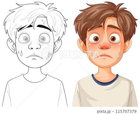 Worried Boy Illustration Worried Boy Illustration 115707379