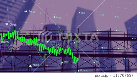 Image of financial data processing over cityscape Image of financial data processing over cityscape 115707657