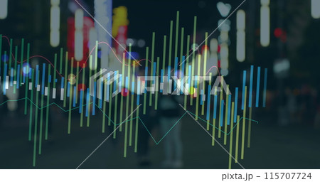 Image of financial data processing over cityscape Image of financial data processing over cityscape 115707724