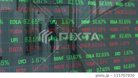 Image of financial data processing over caucasian businessman Image of financial data processing over caucasian businessman 115707830