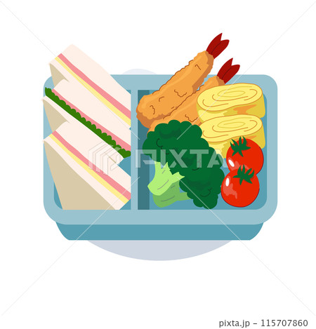 Cute kawaii Cartoon Style of Japanese Cuisine Bento Box 115707860