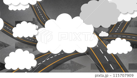 Image of clouds over roads on grey background 115707909