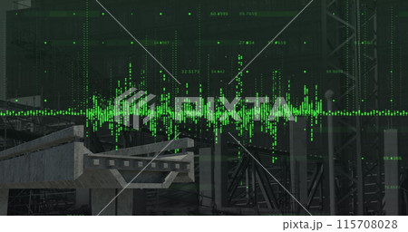 Image of financial data processing over construction site 115708028