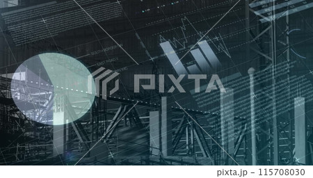 Image of financial data processing over construction site 115708030