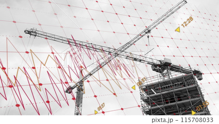 Image of financial data processing over construction site 115708033