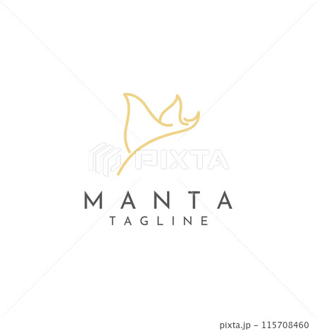 Marine animal stingray or batoidea logo design. With template vector illustration. Marine animal stingray or batoidea logo design. With template vector illustration. 115708460