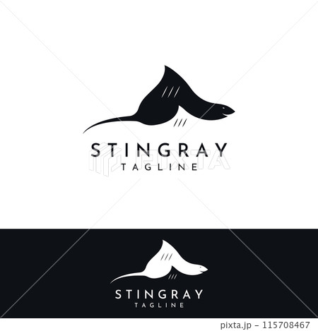 Marine animal stingray or batoidea logo design. With template vector illustration. Marine animal stingray or batoidea logo design. With template vector illustration. 115708467