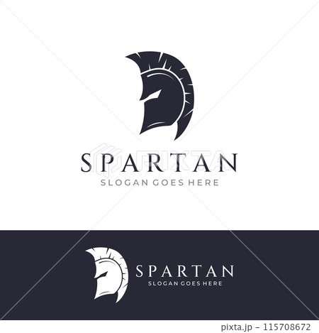 Strong and brave spartan or spartan war warrior helmet logo.Designed with template vector illustration editing. Strong and brave spartan or spartan war warrior helmet logo.Designed with template vector illustration editing. 115708672