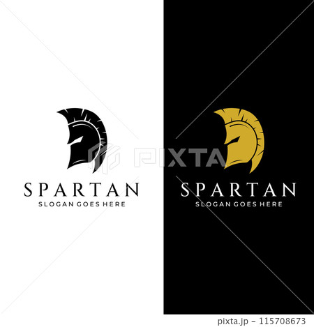 Strong and brave spartan or spartan war warrior helmet logo.Designed with template vector illustration editing. 115708673