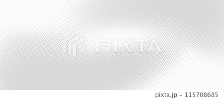 Grey halftone pattern. Retro comic gradient background. Silver pixelated dotted texture overlay. Cartoon pop art faded gradient pattern. Vector backdrop for poster, banner, advertisement, brochure 115708685