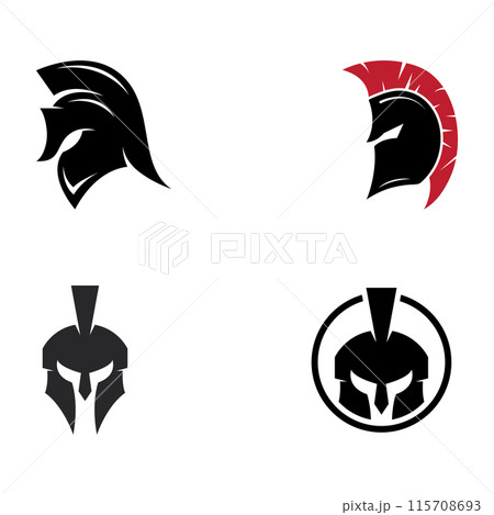 Strong and brave spartan or spartan war warrior helmet logo.Designed with template vector illustration editing. 115708693