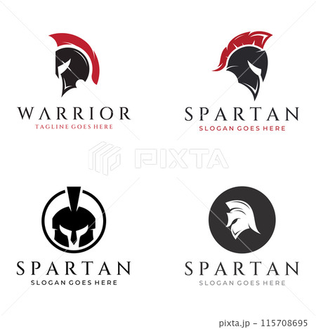 Strong and brave spartan or spartan war warrior helmet logo.Designed with template vector illustration editing. 115708695