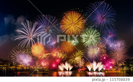 花火,打ち上げ花火,花火大会,Generative AI AI画像 115708839