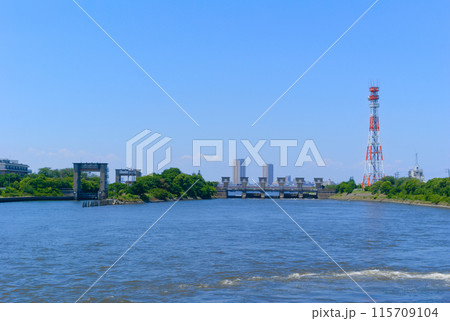 東京都江戸川区江戸川水門2024年6月 115709104
