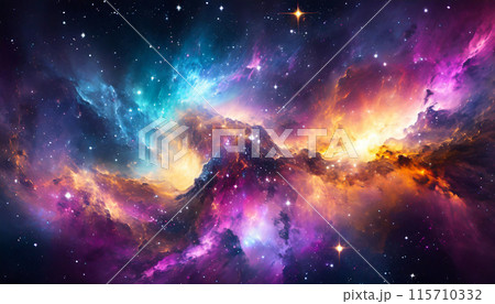 宇宙の星雲と銀河,抽象的な宇宙の背景,Generative AI AI画像 115710332
