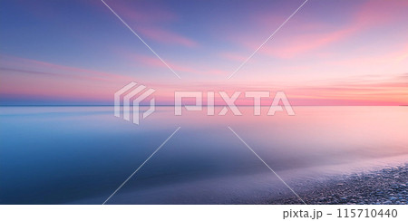 静かな海,夜明けの海,Generative AI AI画像 115710440