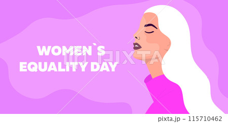 Womens equality day poster, background design with long hair woman 115710462