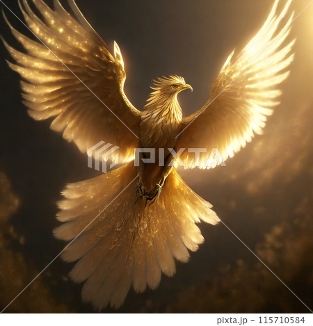 金色の不死鳥,Generative AI AI画像のイラスト素材 [115710584