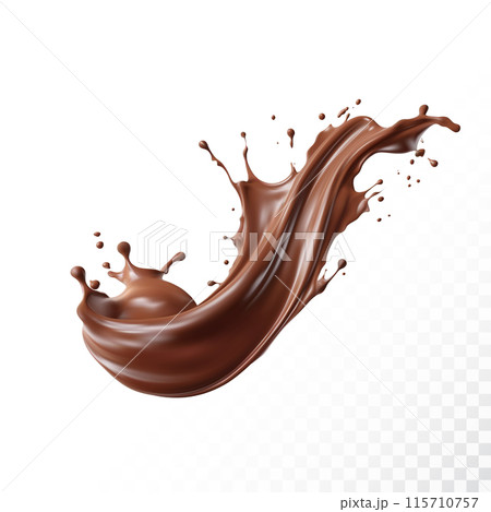Chocolate splash isolated on white background. Realistic vector illustration. Chocolate splash isolated on white background. Realistic vector illustration. 115710757