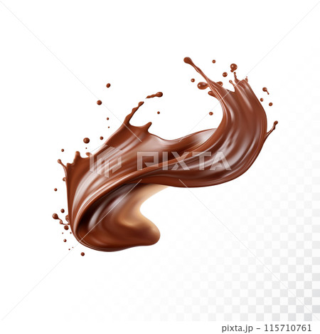 Chocolate splash isolated on white background. Realistic vector illustration. Chocolate splash isolated on white background. Realistic vector illustration. 115710761