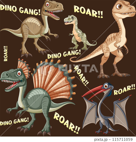 Dinosaur Gang Roaring Together 115711059