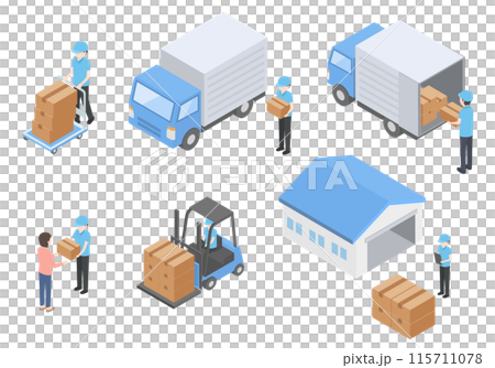 Isometric illustration of a transportation worker 115711078