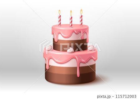 Birthday two tier cake with candles 115712003
