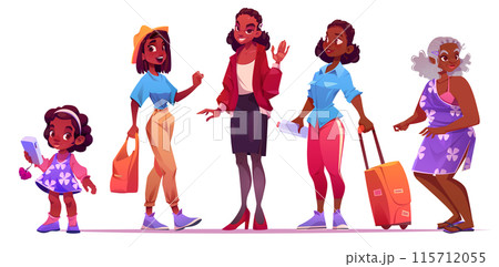 Life cycle stages of african woman 115712055