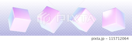 3d holographic cube render. Abstract box shape 3d holographic cube render. Abstract box shape 115712064