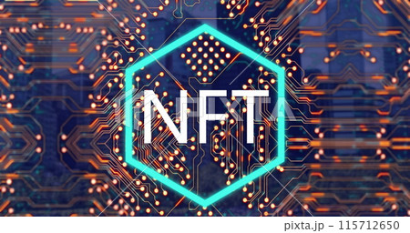 Image of nft text over computer circuit board over cityscape Image of nft text over computer circuit board over cityscape 115712650
