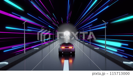 Image of car image game over pink and blue neon light trails Image of car image game over pink and blue neon light trails 115713000