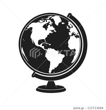 Globe silhouette on a white background. Illustration of a layout of planet Earth. Vector 115713084