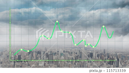 Image of financial data processing over cityscape Image of financial data processing over cityscape 115713339