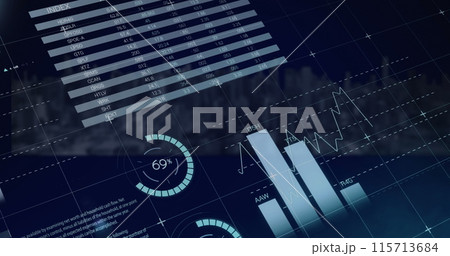 Image of financial data processing over landscape 115713684