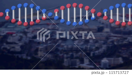 Image of dna strand over landscape 115713727