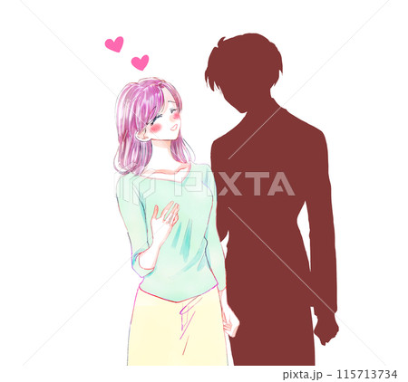 シルエットの男性に好意を抱く女性 115713734