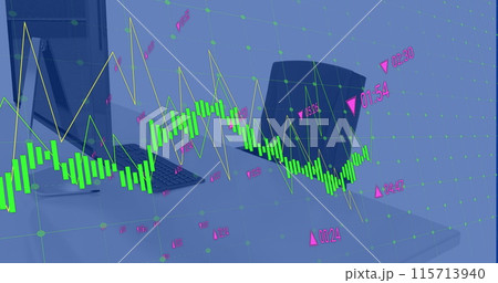 This is an image of graphs with numbers moving on a transparent background 115713940