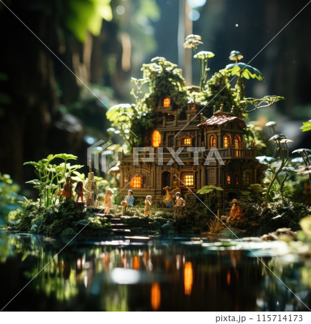 Miniature of the family with the house in the forest. 115714173