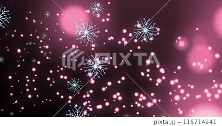Image of snowflakes over light spots on black background 115714241