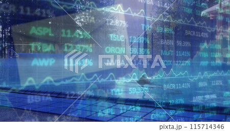 Image of envelope, financial data and graphs over cityscape Image of envelope, financial data and graphs over cityscape 115714346