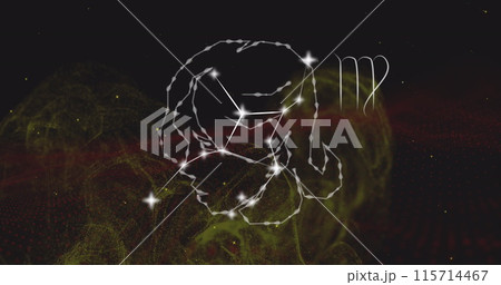 Image of virgo star sign on clouds of smoke in background 115714467