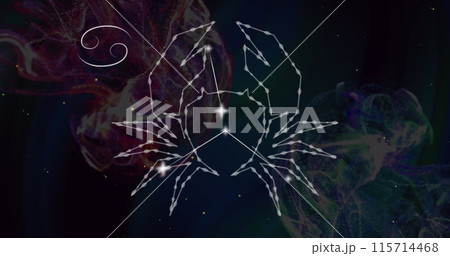Image of cancer star sign on clouds of smoke in background 115714468