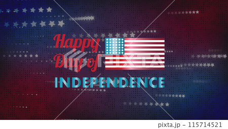 Image of happy day of independence text over stars on red and blue background Image of happy day of independence text over stars on red and blue background 115714521
