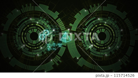 Image of mathematical equations over scopes scanning Image of mathematical equations over scopes scanning 115714526